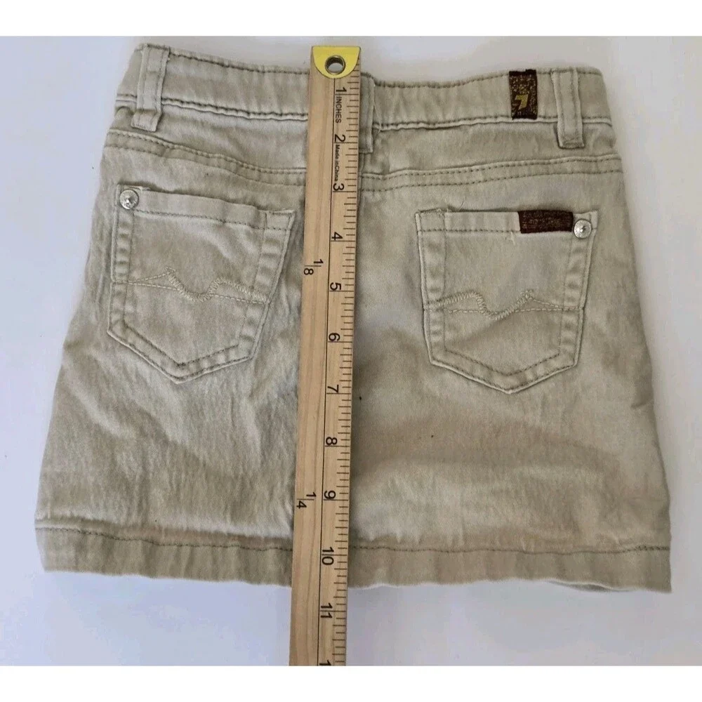 Seven For All Mankind Skirt Girls 4 Mini Stretch Beige Denim Jean